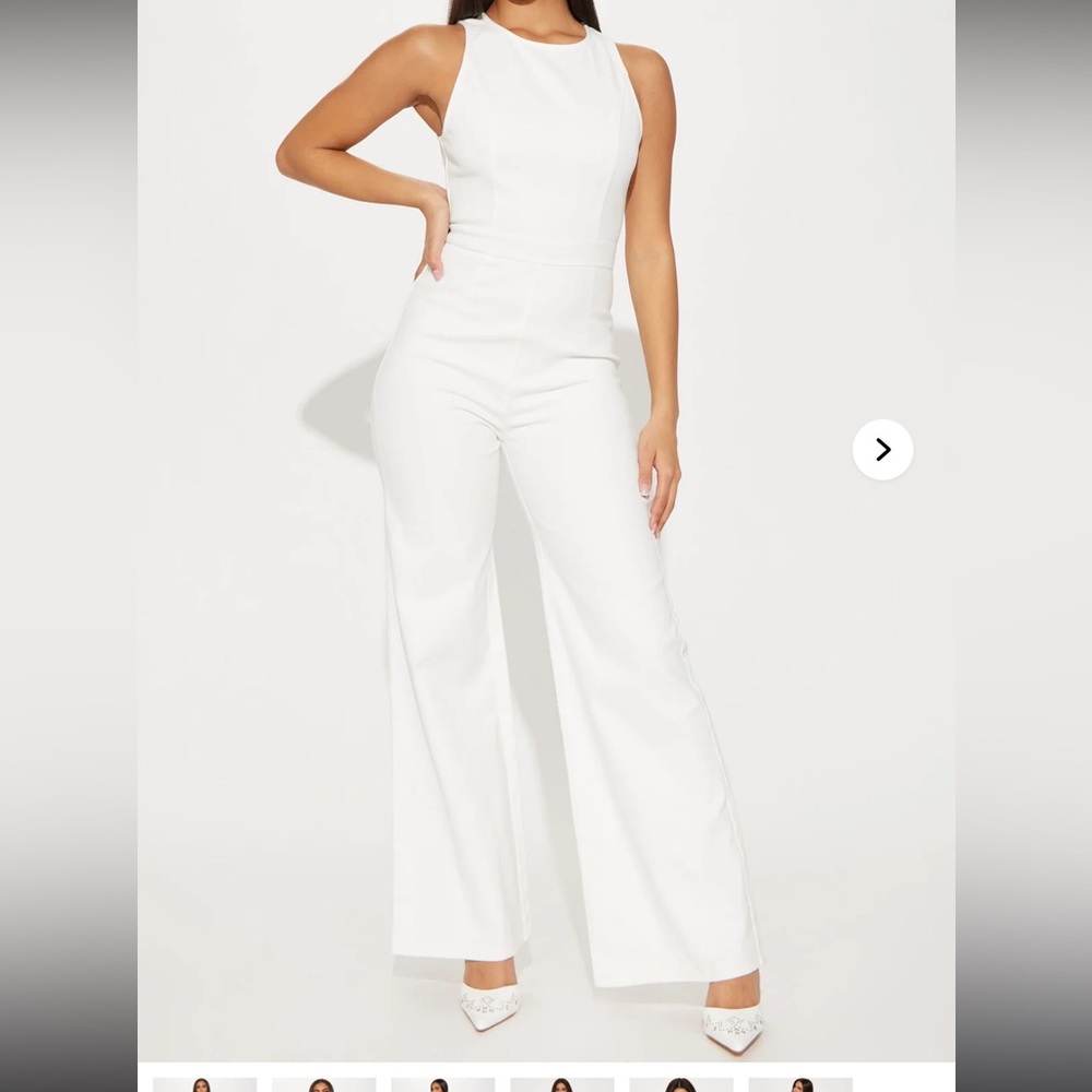 Fashion Nova White Jumpsuit with Modern Silhouette